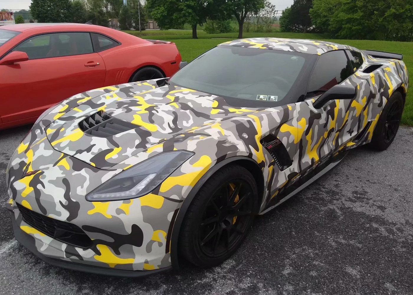 DIY Digital Printing Yellow Camo Vehicle Wrap Film