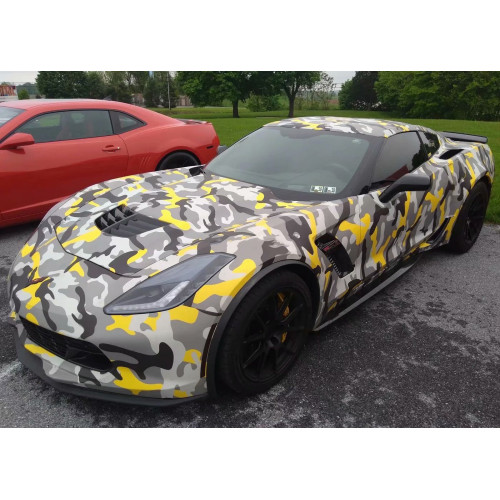 DIY Digital Printing Yellow Camo Vehicle Wrap Film