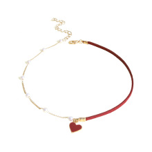 Wholesale fashion Valentine's Heart Pearl Chain necklace