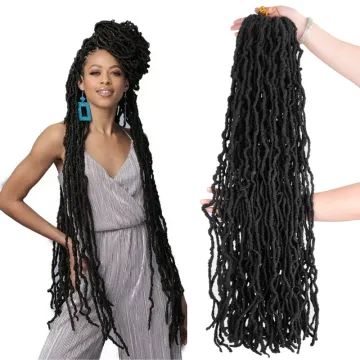 Crochet Braids Hair 21 Roots Wavy  Nu Faux Locs Crochet Hair Soft Locs36inch Goddess Locs Dreadlocs  Synthetic Hair Extensions