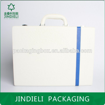 high grade white leather cosmetic gift box with handle