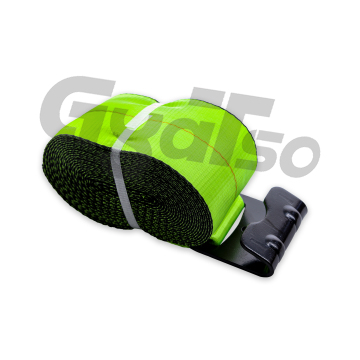 Hot Sale Custom Flatbed Cargo Lashing Green Tie Down Straps with Black Flat Hooks