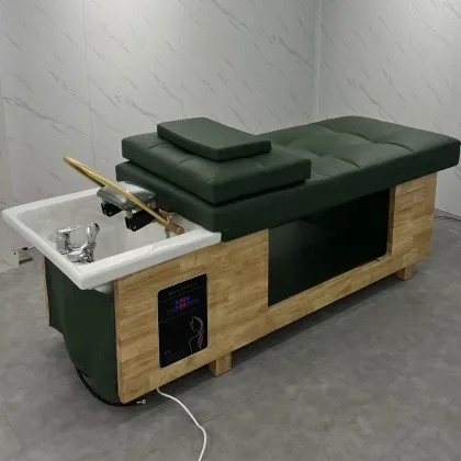 Modern Wooden Hair Washing Spa Salon Furniture Thai Shampoo Bed
