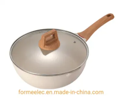 Maifan Stone Cookware Marble Stir Fry Pan 28cm Non-Stick Aluminum Wok