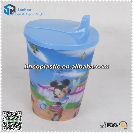 450ml 3D lenticular cartoon plastic water cup with lid