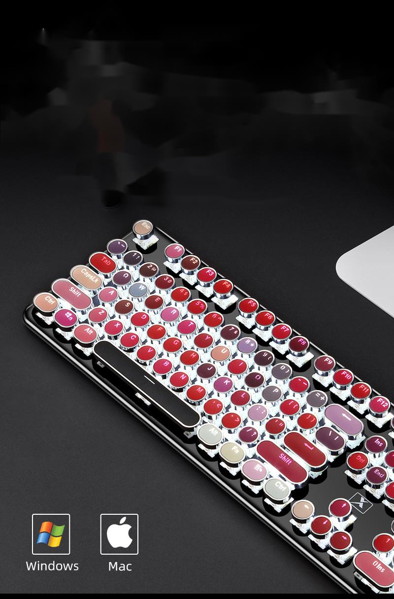 Ретро красная красочная беспроводная клавиатура, мышь и комбинации