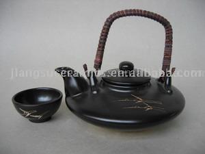 black heat resisting ceramic direct fire tea pot