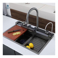 New 304 Stainless Steel Multifunctional Kitchen Sink Workstation with Waterfall Faucet