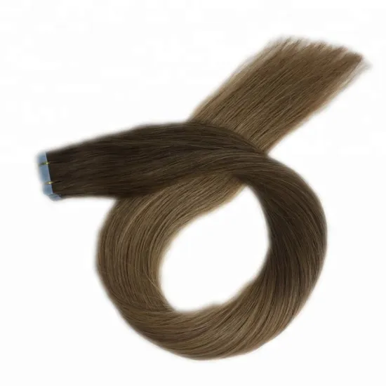 Wholesale cheap 100% virgin indian temple cuticle remy human hair extensions 8-34inch balayage 9a ombre tape in hair extensions
