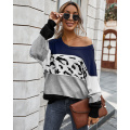 Women`s Long Sleeve Leopard Print Sweater