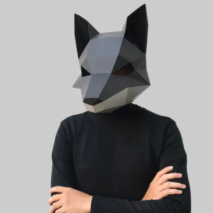 Low Poly Silver Fox Animal Mask Papercraft Creation