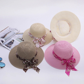 Wholesale Classic Wide Brim Beach Sun Hats with Ribbon and Bowknot for Women