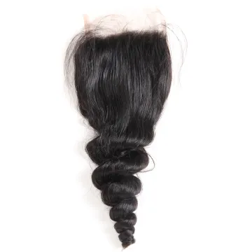 Natural Color Loose Wave Unprocessed Wholesale Virgin Brazilian Hair 4*4 Lace Closure