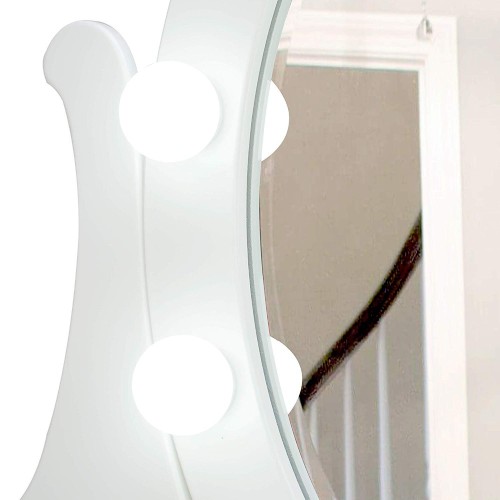 LED Lights White Fineboard Mirrored Dressing Table