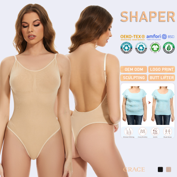 Wholesale Backless Ribbed Seamless Bodysuit with Butt Lift and Tummy Control