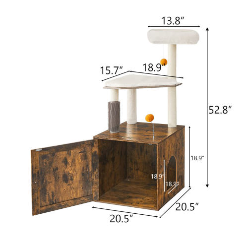 Cat Tree Tower With Litter Box Enclosure