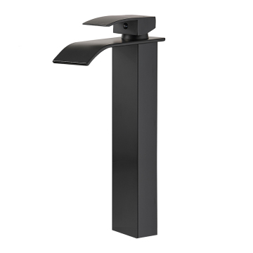 Matte Black Single Hole Waterfall Sink Faucet