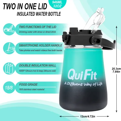 Trendy 1000ml Insulated Vacuum Flask Metal Water Bottle