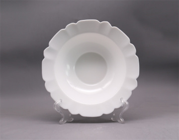 Flower Shape Elegant White Opal Glass Dinner Plate