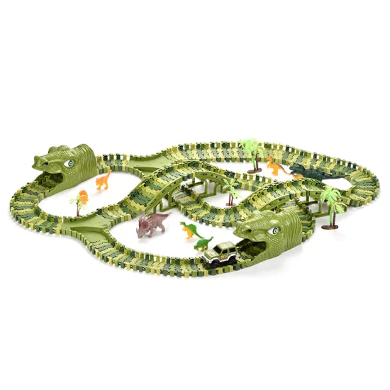240Pcs Railway Race Game Dinosaur Race Car Track