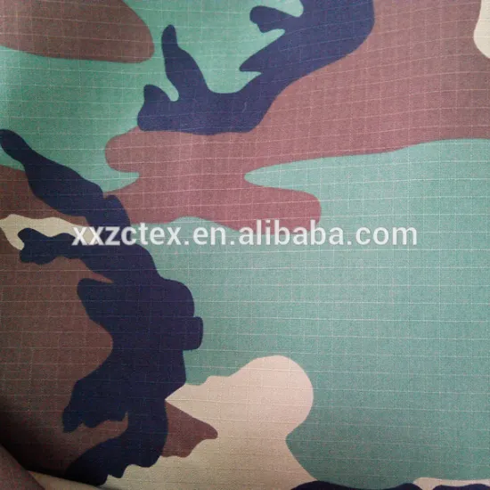 65 Polyester/35 Cotton water resistant camo ripstop fabric