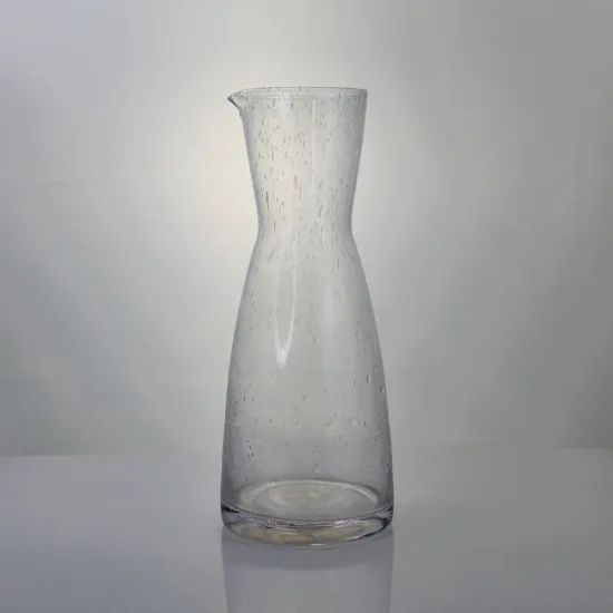 Hand Blown Bubble Effect Bedside Water Glass Carafe