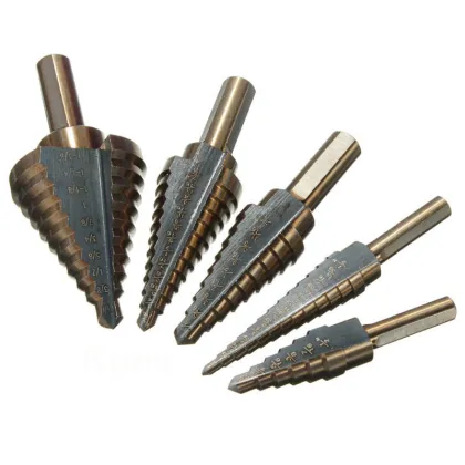 Black and Yellow Carbide Drill Bits - Multipurpose Triangle Handle Inch Step Drill (5pcs)
