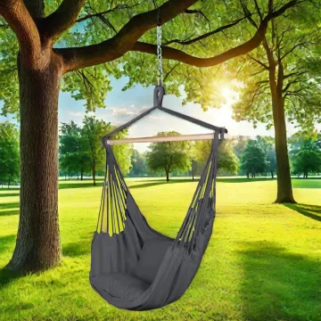 Uplion Hanging Hammock Chair with Seat Cushions - Indoor/Outdoor Single Seat Swing Chair