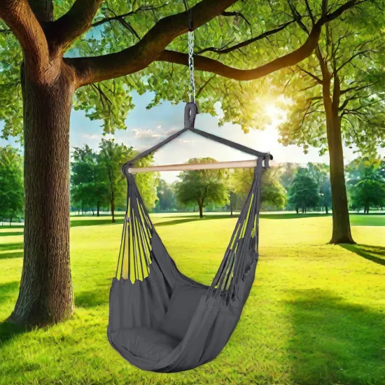 Uplion Hanging Hammock Chair with Seat Cushions - Indoor/Outdoor Single Seat Swing Chair