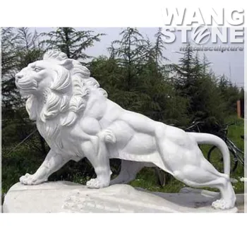 Life Size White Marble Stone Lion Sculpture