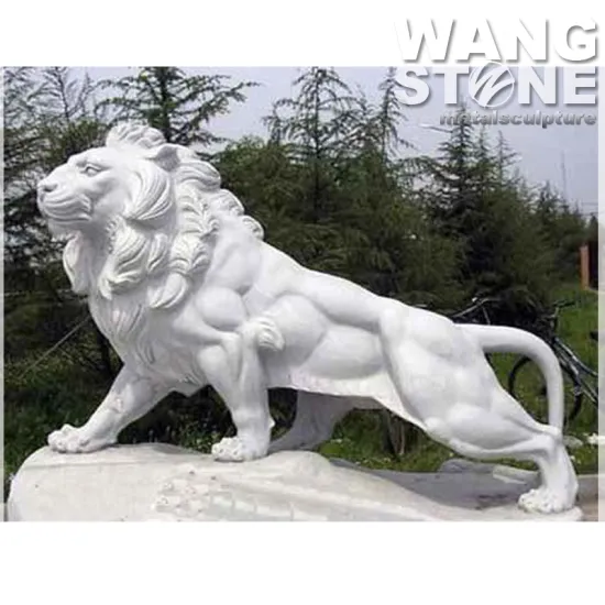Life Size White Marble Stone Lion Sculpture