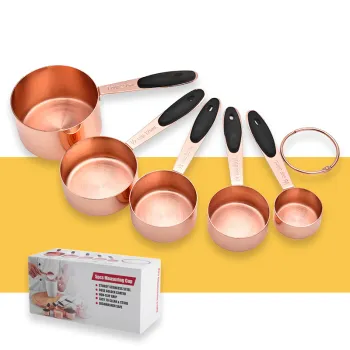 China Wholesale Top Seller Stainless Steel Rose Gold Measuring Cups Set of 5pcs