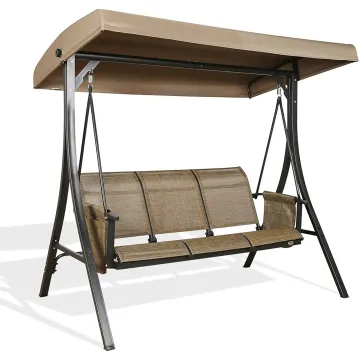 Outdoor Steel Frame 3-Seat Porch Swing Chair with Adjustable Canopy: The Perfect Patio Glider Bench