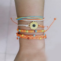 Pulsera de cuerda trenzada Pulsera resistente al agua Pulsera surfista oceánica Abalorios Boho Mujeres Girasol Encanto