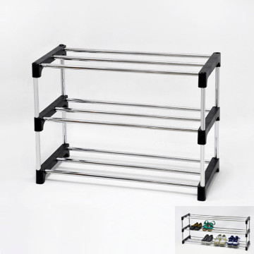 Modern 3 Tier Extensible Chrome Shoe Rack