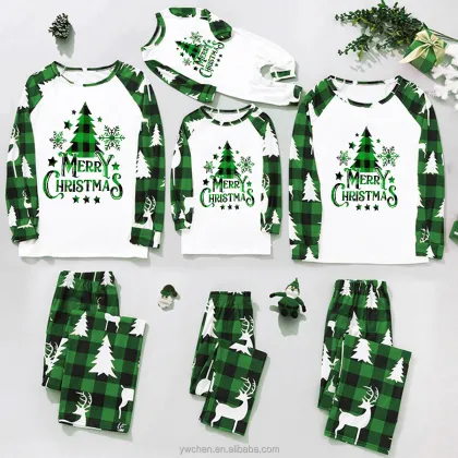 2022 Latest Green Tree Christmas Family Matching Pajamas