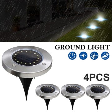 4 Pack 16 LED Solar Ground Lamp Buried Garden Light Waterproof Sensor Outdoor Path Way Light Decking Luz Solar Led Para Exterior