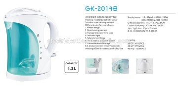 2014 the newest plastic model 1.0L/1.2L kettle for gift or hotel