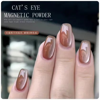 MIUKIULA White Cat Eye Mirror Crystal Glitter Powder for DIY Nail Decoration
