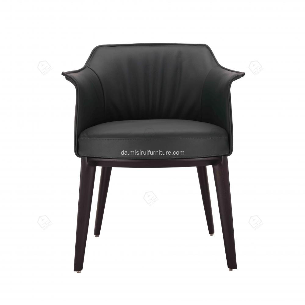 Italiensk minimalistisk sort læder enkelt Archibald -stole