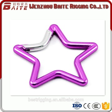 China factory fashion printing pink/red Aluminum Star Carabiner snap Hook