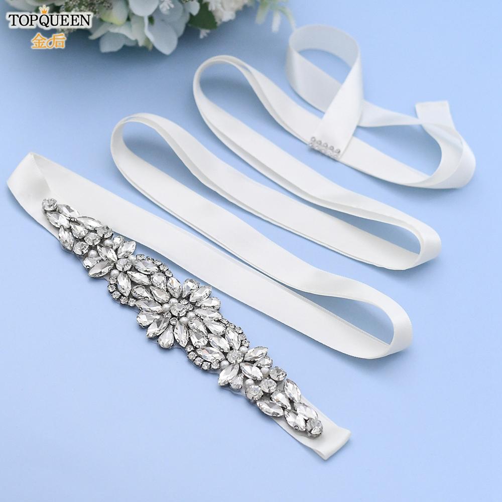 TOPQUEEN S407 Luxury Wedding Party Dress Belts Bridesmaid Bridal Belts Bead Belts for Women Crystal Female Belts Rhinestone Belt