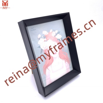 PS Plastic Plain Black Beveled Lines Photo Frame Flower Girl Display Photo Frame