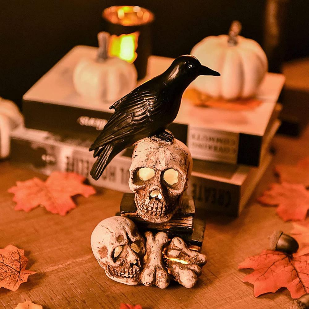 Presente de Raven no Skull Halloween Decoração de decoração