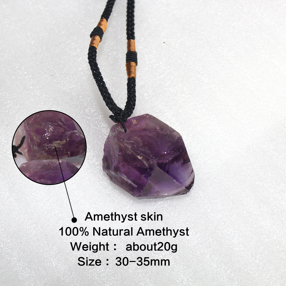 Natural Amethyst Stone Pendant Necklace ornaments Purple crystal quartz Raw color plated Charm healing Finding