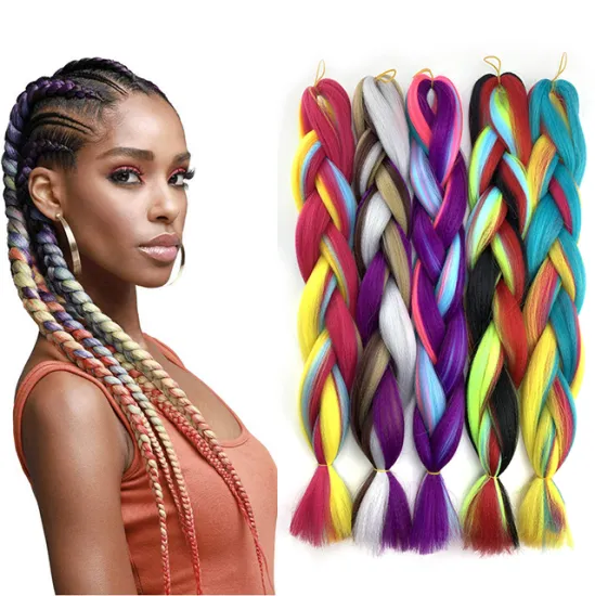 Colorful Jumbo Braiding Hair Extensions 24 inch Crochet Braids Hair Synthetic Fiber Yaki Texture