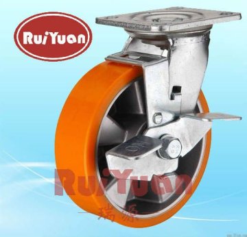 Heavy duty caster with side brake PU wheel