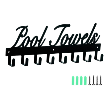 Wall Mount Pool Towel Rack with 8 Hooks - Outdoor and Indoor Towel Holder