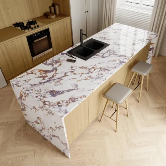 High-End Sintered Stone Tiles: 1200x2700mm Glossy Surfaces for Luxurious Living Room and Bedroom Wall Decorations