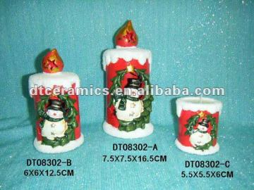 Ceramic snowman candle holder